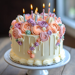 birthday cake with candles