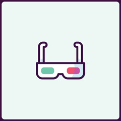 Trendy 3D Glasses Icon with Colorful Lenses and Minimalist Design Aesthetic