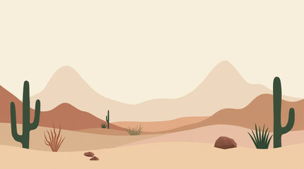 Sunset Over Desert Landscape with Camel, Trees, and Mountain Silhouettes