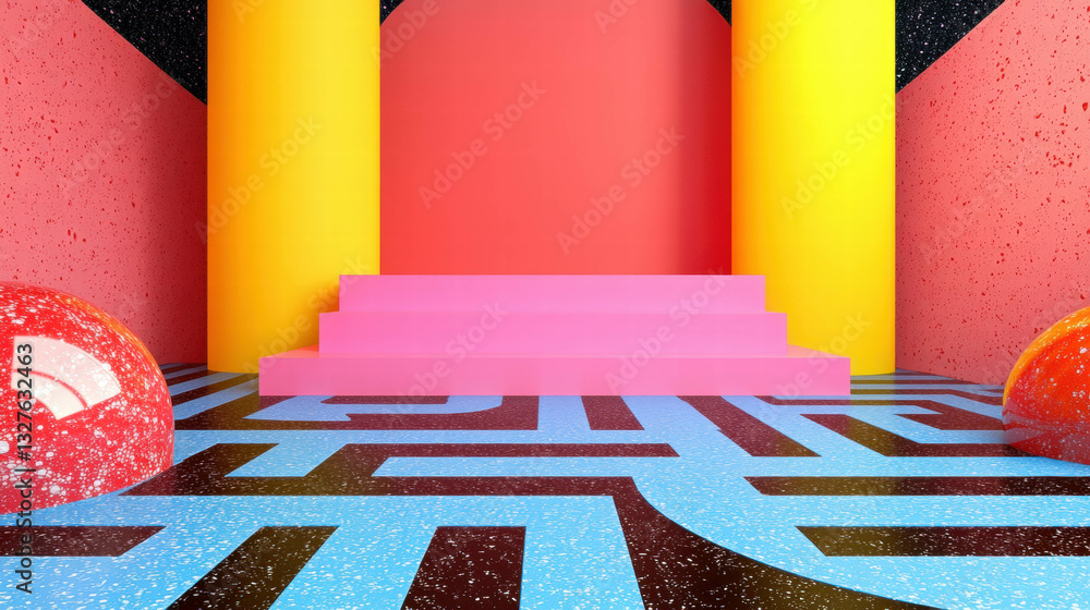 Aufkleber vibrant geometric podium with abstract patterns for modern design concepts