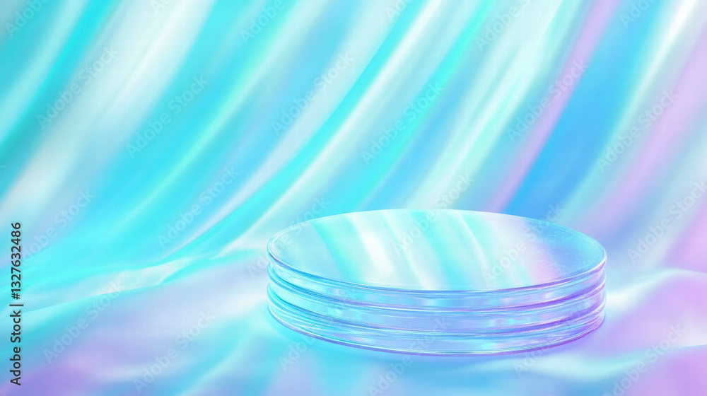 Poster frosted podium in abstract background design for elegant display concepts