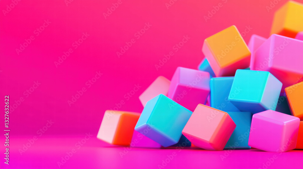 Poster vibrant abstract background with colorful 3d cubes and gradient effect for modern design