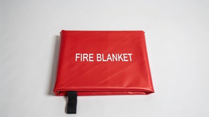 Red Fire Blanket on White Background