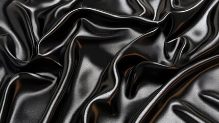 Obraz premium Draped black satin fabric texture