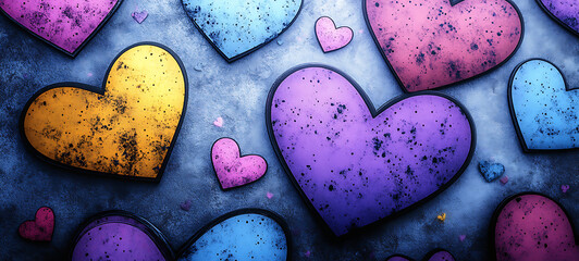 hearts on a wooden background