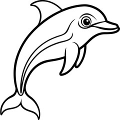Fototapeta premium Dolphin illustration in a minimalist style for coloring pages with copy space 