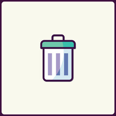 Stylish rubbish bin icon with a clean, contemporary and cartoon feel
