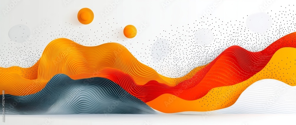 Poster an abstract artwork with soft orange and cream layers that flow smoothly. the wavy texture provides 