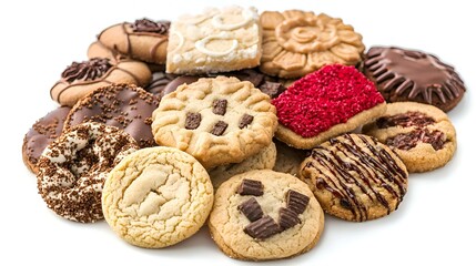Pile of Cookies Isolated on White Background