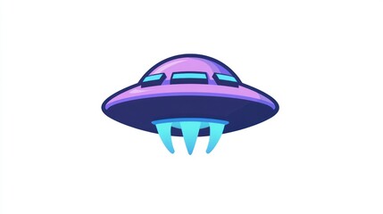 Futuristic Flying Saucer with Glowing Lights and Landing Gear Perfect for SciFi Themes and Im
