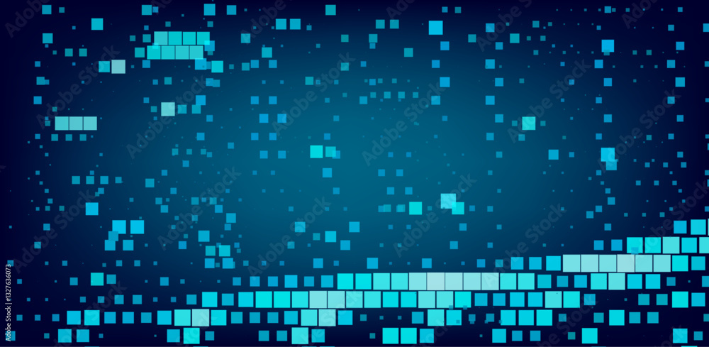 Fototapete digital vector illustration of grid of blue squares on a dark background. arrangement of squares cre