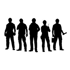 Construction workers and trades silhouette vector image