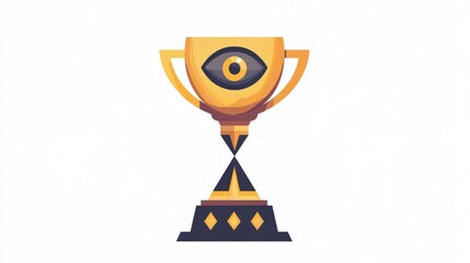 Fototapeta premium Golden Trophy with Eye Design Symbol of Visionary Achievement and Success