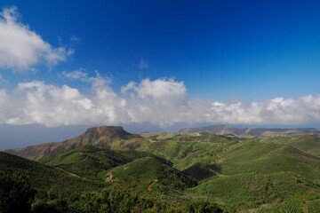 Fototapeta premium From Garajonay Summit: Stunning View Toward La Fortaleza, La Gomera, Canary Islands, Spain