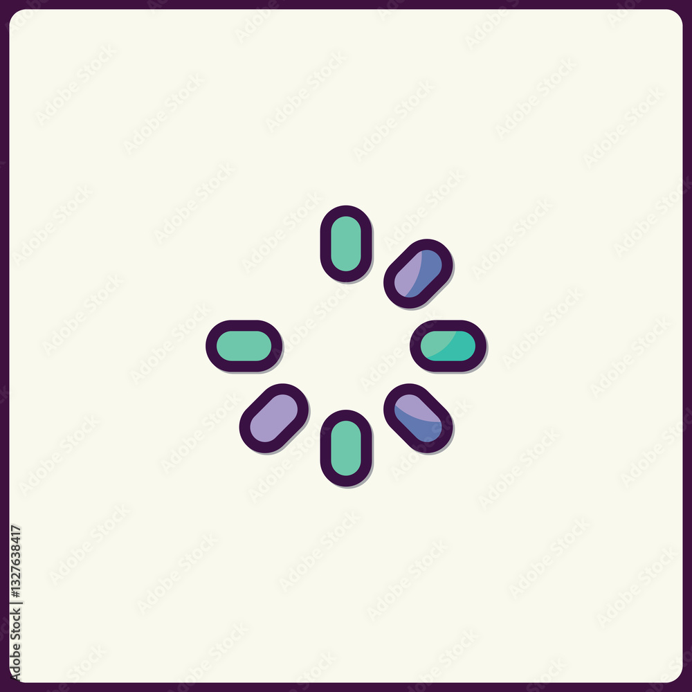 Poster stylized loading icon featuring rounded elements in a circular arrangement