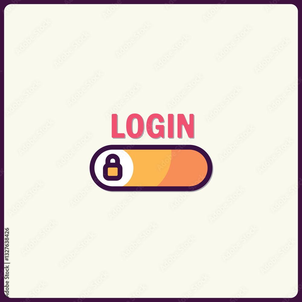 Aufkleber whimsical login button design with retro aesthetic for modern interface