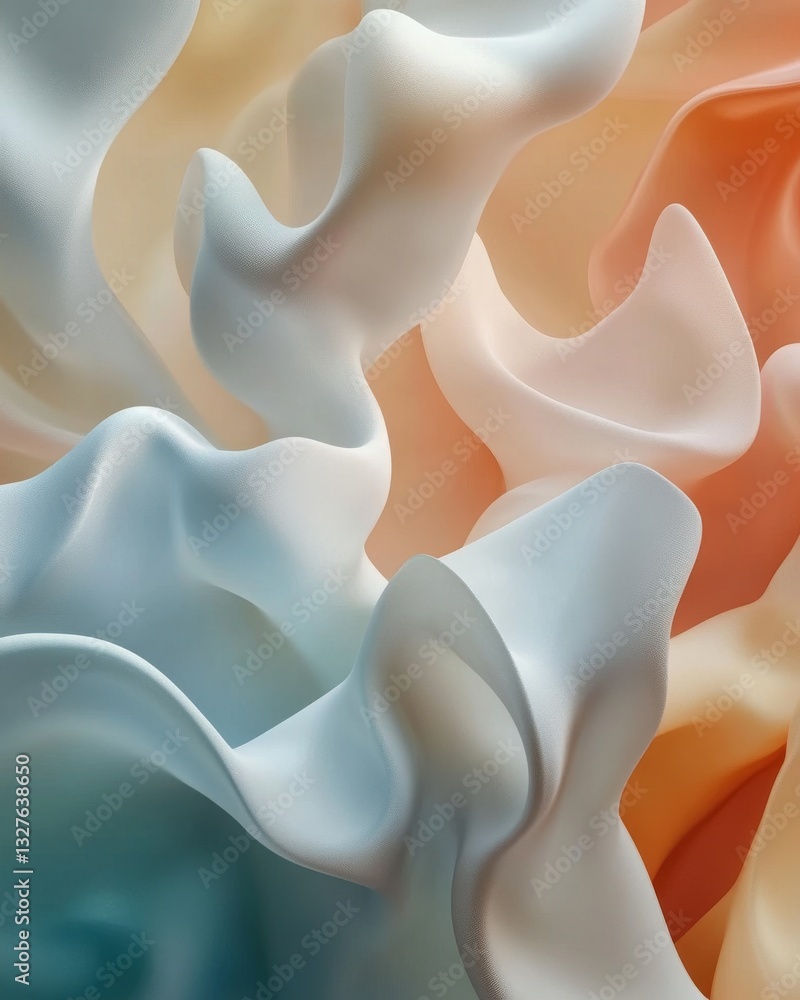 Poster green and gold waves intertwine in an abstract design, suggesting fluidity and motion with soft curv