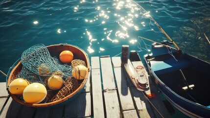 Obraz premium Calm Morning at the Fishing Dock
