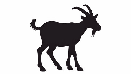 Obraz premium Silhouette of a goat walking against a plain background