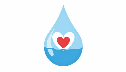 Obraz premium Water droplet with heart design in blue color