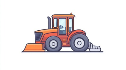 Fototapeta premium Orange Tractor with Snow Plow and Scraper Attachment for Agricultural and Construction Use