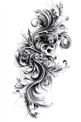 Fototapeta premium Ornate Black and White Tattoo Design