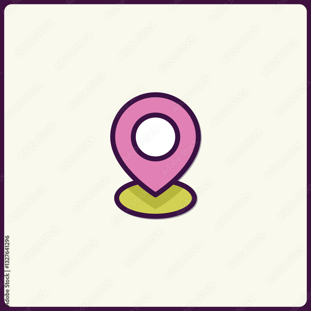 Poster whimsical location pointer graphic element for digital navigation projects