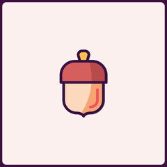 Stylized vector illustration of a simple acorn symbol with modern colors