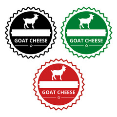 Goat cheese round sign on a white background