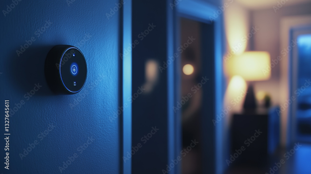 Poster home smartphone app, smart house technology at mobile network device concept vector illustration. di