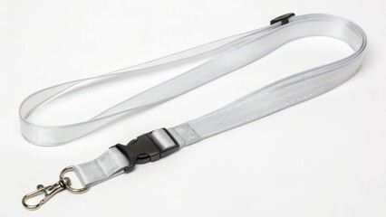 Grey Lanyard with Clip on White Background