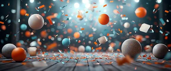 Colorful Spheres Confetti Celebration Background