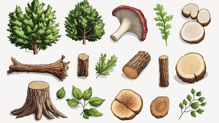 Timber icons vector illustration.