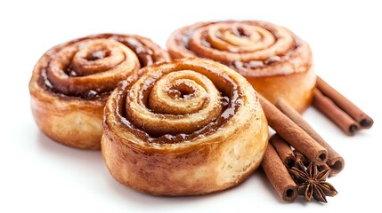 Fototapeta premium Cinnamon rolls isolated on white background