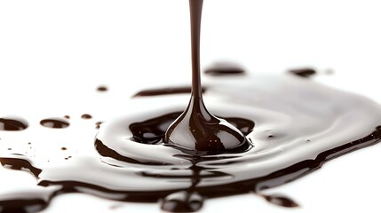 Chocolate Sauce Pouring Isolated on White Background