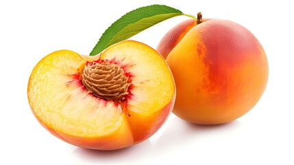 Fresh Peaches Isolated on White Background
