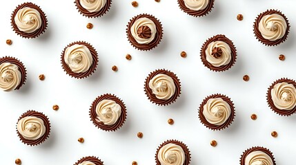 Chocolate Cupcakes with Caramel Frosting isolated on white background