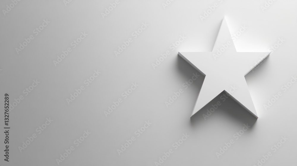 Poster a simple white star shape against a minimalistic background, emphasizing clean design and modern aes