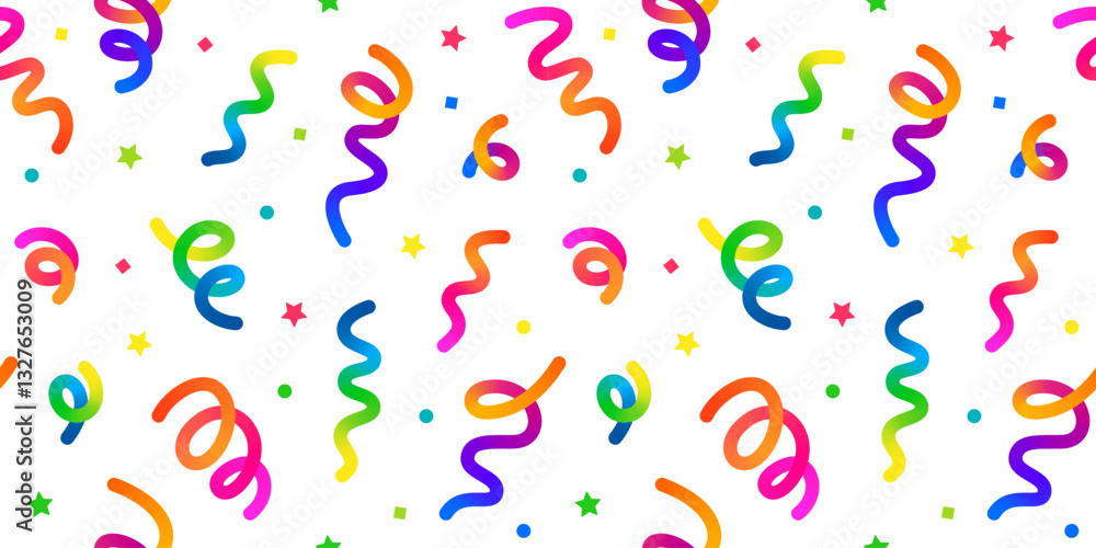 Poster Vector Confetti Background. Seamless Pattern with Colorful Carnival Confetti. Abstract Fun Graphics for Birthday Celebrations, Parties and Carnivals