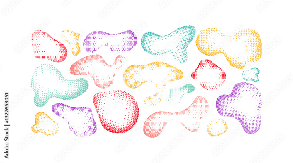 Poster Vector Figure with Grain Gradient - Abstract Shapes with Noise Gradation