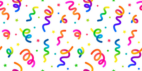 Vector Confetti Background. Seamless Pattern with Colorful Carnival Confetti. Abstract Fun Graphics for Birthday Celebrations, Parties and Carnivals