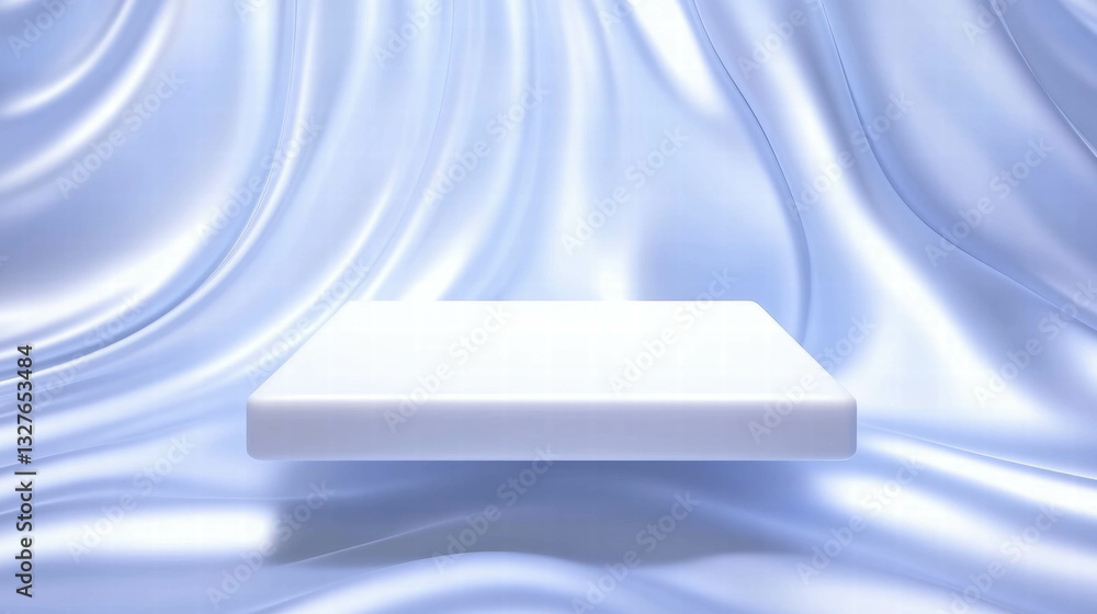 Aufkleber abstract floating white platform on silky background for modern design concepts