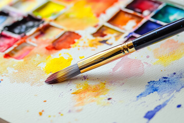 Fototapeta premium Soft watercolor strokes in pastel shades gracefully blending on a pristine white canvas, capturing the essence of gentle creativity.