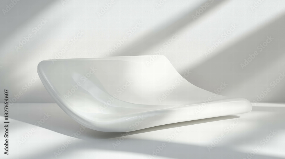 Poster minimalist abstract design with floating white plane and soft shadows