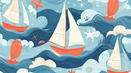 Naklejka premium Fashion nautical and marine sailing themed label vector.