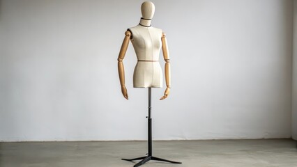 Female Dress Form on Stand, White Background