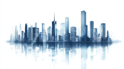 Obraz premium City skyscrapers isolated on white background. Skyscrapers with glittering glass facades in the city center. Modern flat vector illustration, eps 10.