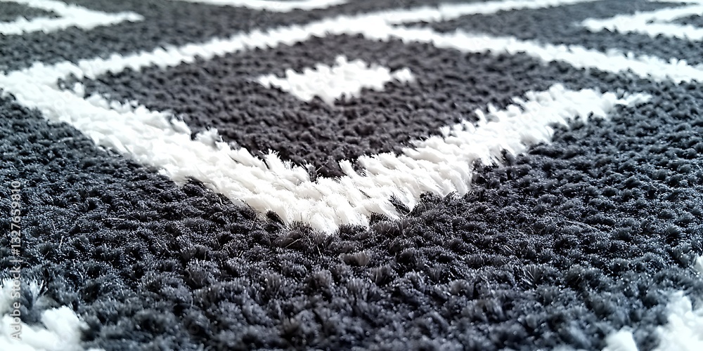 Poster abstract texture of soft carpet with geometric white and grey pattern