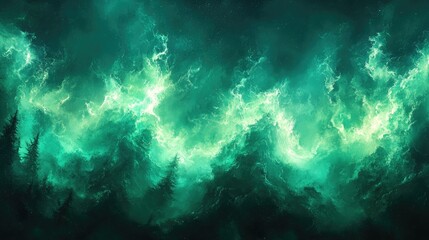 Obraz premium Mystical forest illuminated by ethereal glow