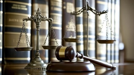 Scales of Justice Gavel and Law Books